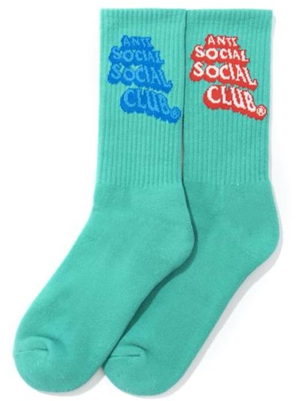 Anti Social Social Club Pop Up Logo Green Crew Socks (1 Pair)